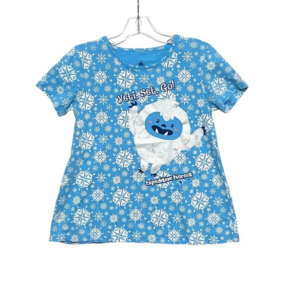 Yeti Set Go Disney Parks Expedition Everest Snowflakes Blue Shirt Kids Girls L - Picture 1 of 5